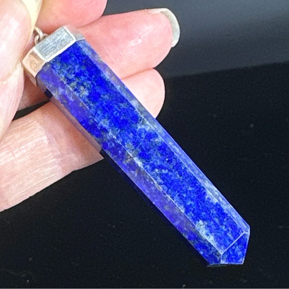 2 Inch Tall Lapis Lazuli Pendant with Sterling Silver Cap - Picture 7 of 16